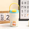 Portable dual-drink coffee mug, cartoon design, 316 stainless steel vacuum insulated tumbler with tea infuser, outdoor travel mug