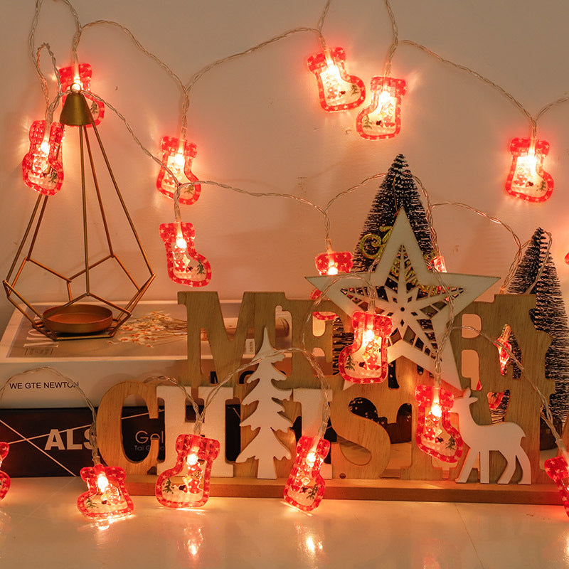 LED Christmas light string battery box snowflake elk Christmas tree decorative light string Santa Claus festive atmosphere lights