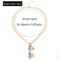 European and american cross-border light luxury high-end sun pendant necklace, personalized diamond-studded chunky chain alloy clavicle chain jewelry for women