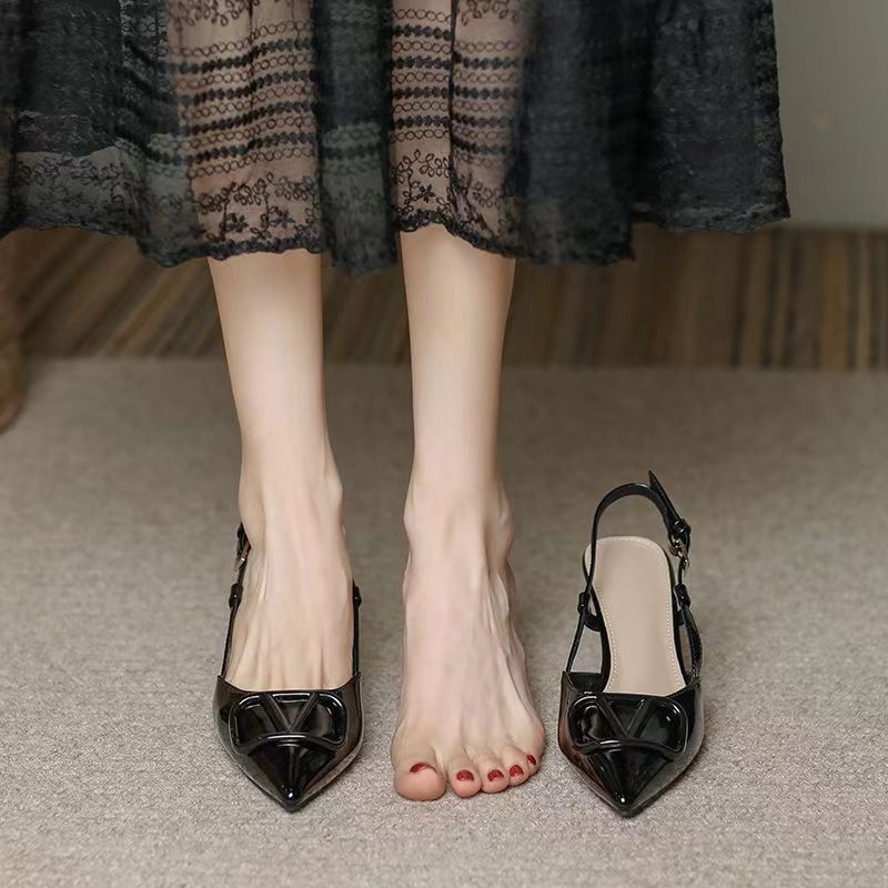 High heels women's french spring summerflats wedding shoes plus size fashion 2023 nude tweed styleeasiest for match stiletto toe