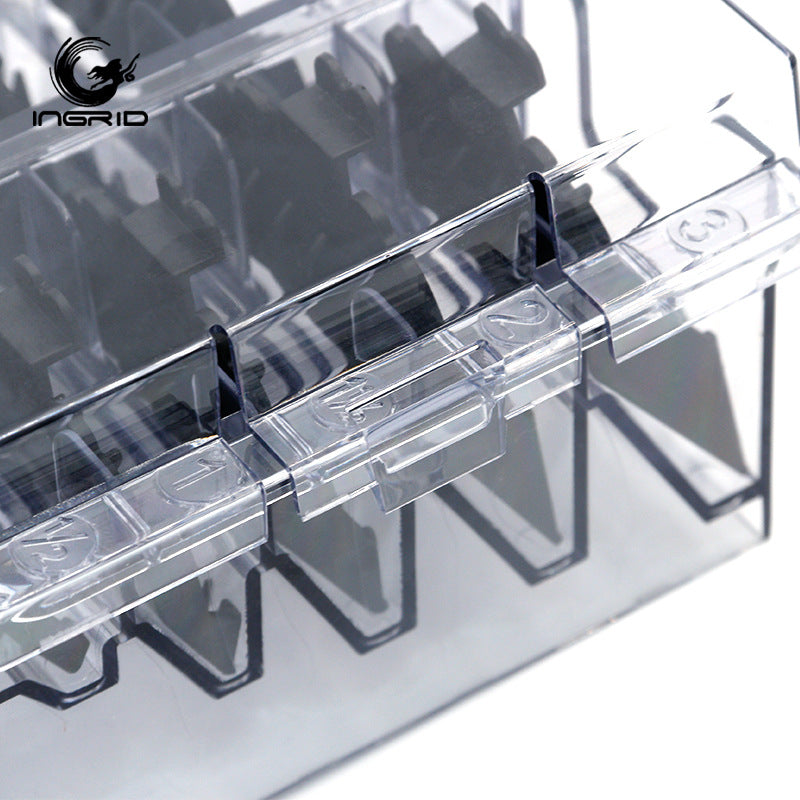 Haircut limit comb storage box 8-grid caliper storage box complete set, electric push-cut storage box, fader 8-grid storage rack