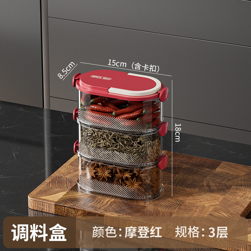 Kitchen spice sealed storage box food grade onion ginger garlic seasoning fresh-keeping box can be stacked with miscellaneous grain classification storage tank