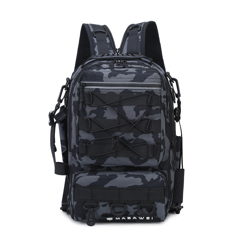 New Luya bag single double shoulder fishing bag multi-functional sports outdoor fishing gear bag large capacity camouflage backpack