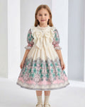 Girls' chiffon printed custom pattern dress - stylish, trendy bubble sleeve - cross-border wholesale children's clothing