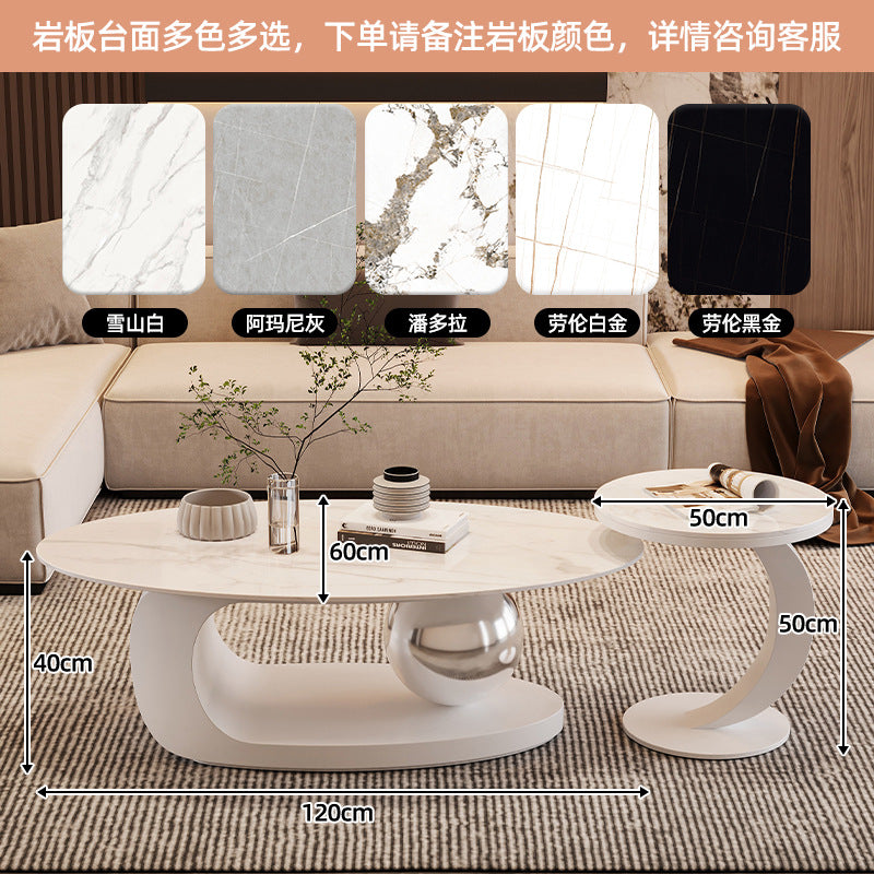 Living room slate coffee table combination simple modern small apartment for home italian normcoreaccessible luxurypopular oval sofa table