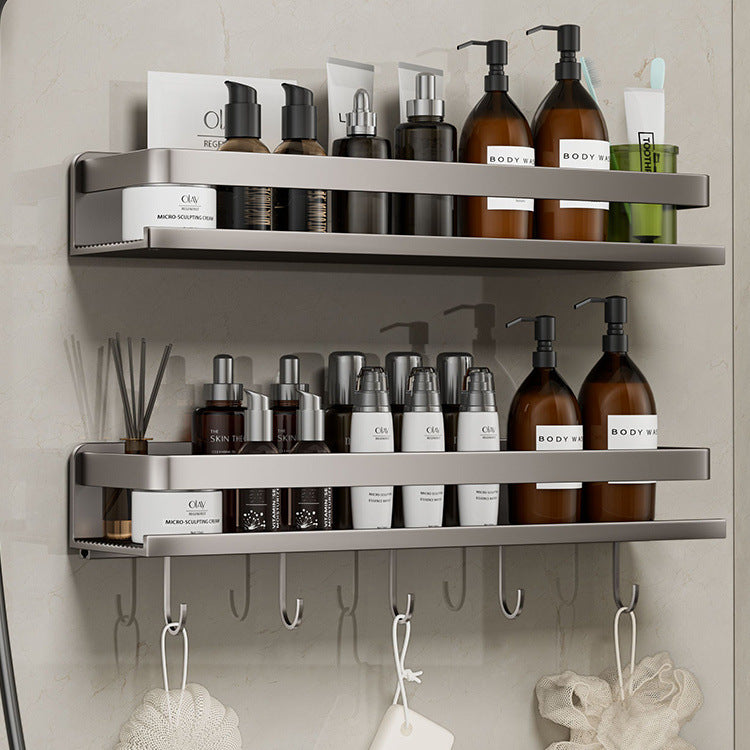 Removable and washable space aluminum bathroom rack Wall-mounted non-punching bathroom cosmetic storage rack Factory direct sales