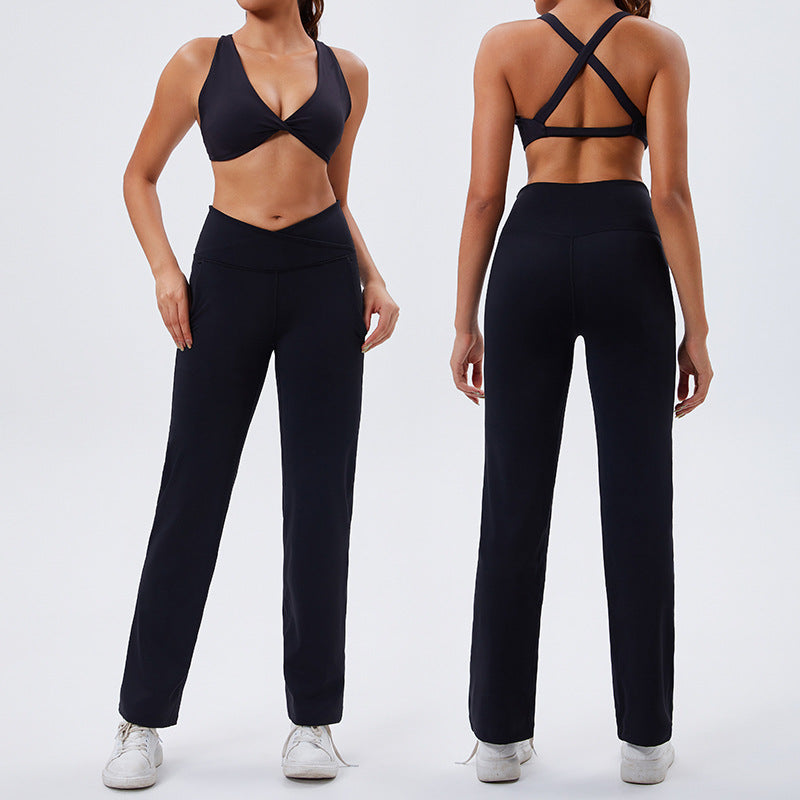 European and american cross-border fitness "barely there" butt-lifting yoga set - two-piece, beautiful back, running, outdoor sports, customizable women's activewear