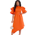 Plus size women's summer  cross-border fashion: elegant double-layer sleeve evening gown/dress for banquets and special occasions
