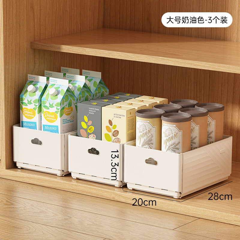 Retractable storage box Living room Kitchen cabinet Seasoning storage box Drawer Folding rectangular snack desktop storage basket