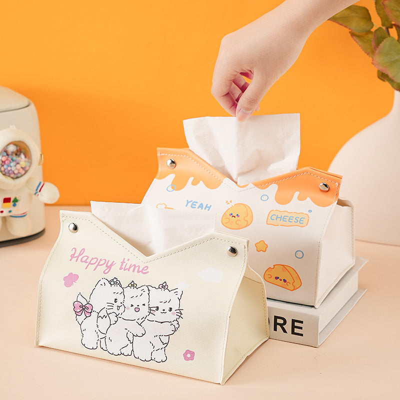 Cute cartoon naughty dog tissue box household car universal pumping paper box large capacity napkin paper box storage box