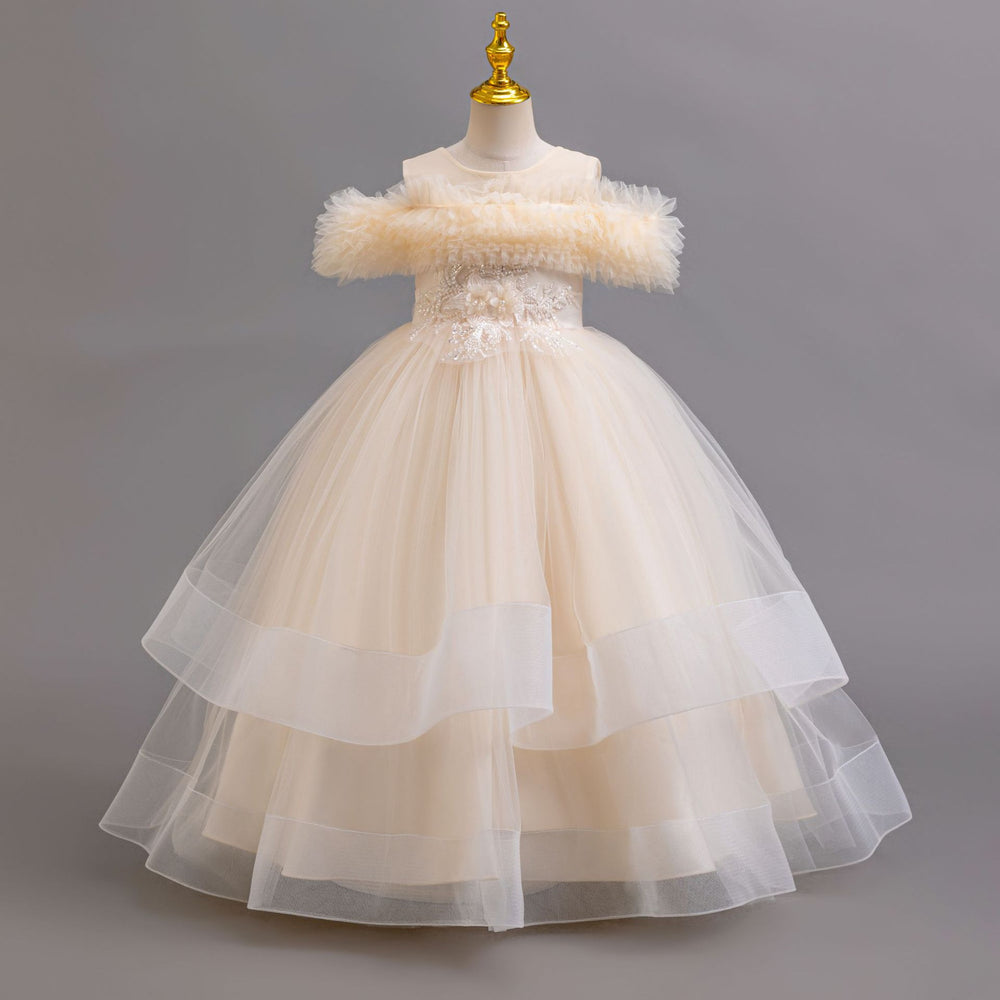 Factory direct children's floral tulle dress - princess style, perfect for runway shows and baby photoshoots