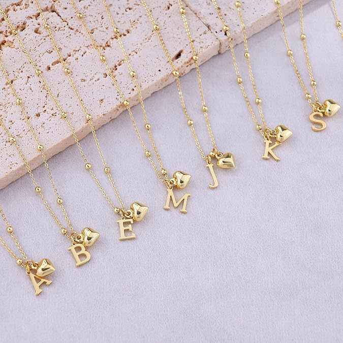 new fashion light luxury style 26 letter heart necklace, 14k gold plated minimalist versatile women's necklace