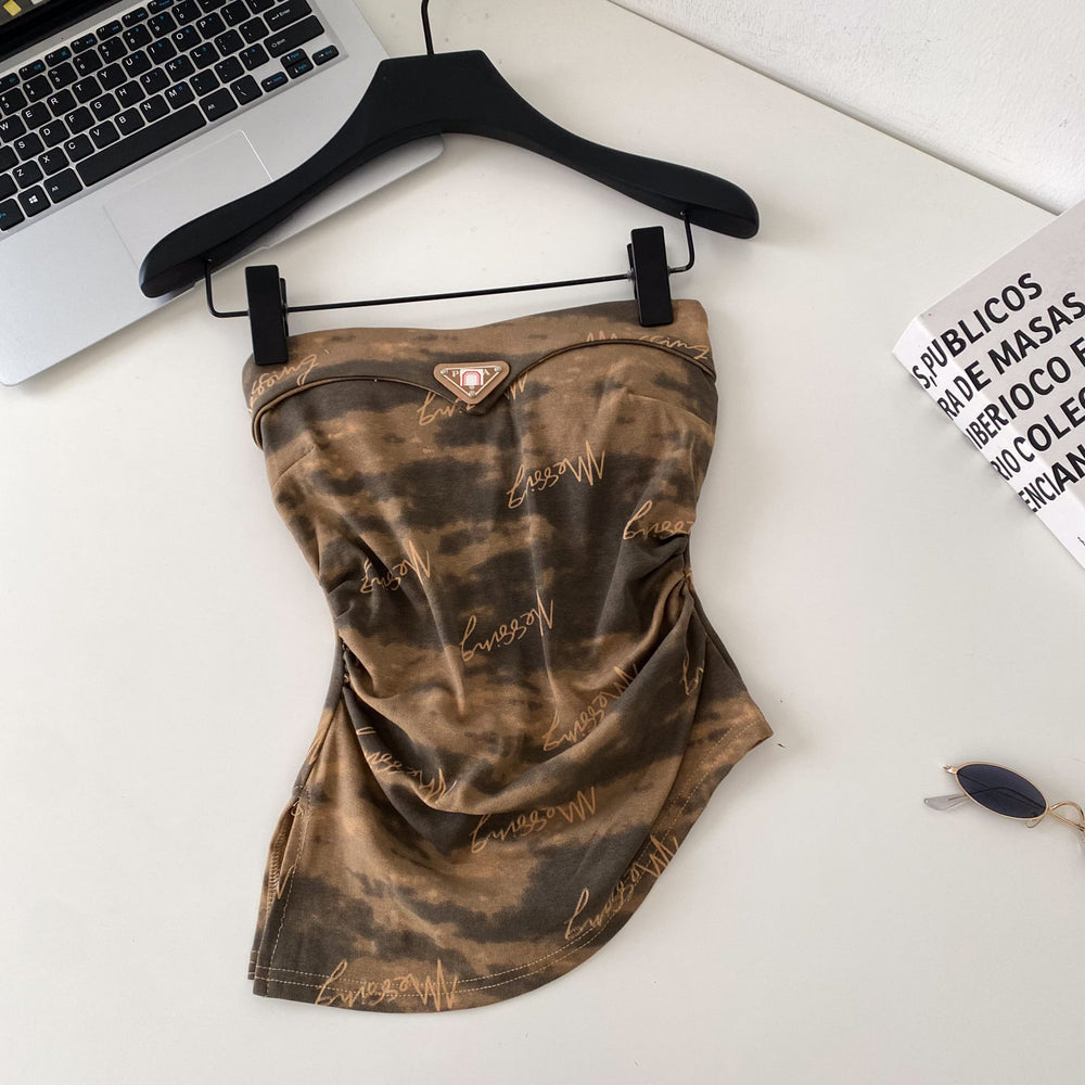 Sexy hot girl style camouflage tube top vest women's summer silm waist slimming lookwork clothing beautiful back suspender tops
