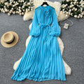 Frenchclassyelegancedress women's heavy industry beading stereo flower strap waist draped large swing pleated long skirt