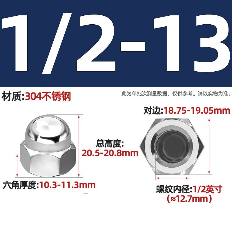 304/201/316 stainless steel round ball head nut cover type decorative screw cap female cap 3M4M5M6M8