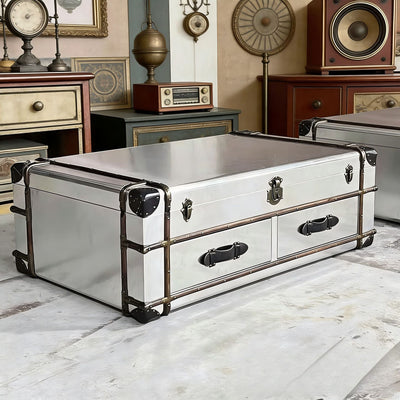 Medieval style coffee table american country industrial style space aluminum leather creative stylish coffee table retro rivet storage box