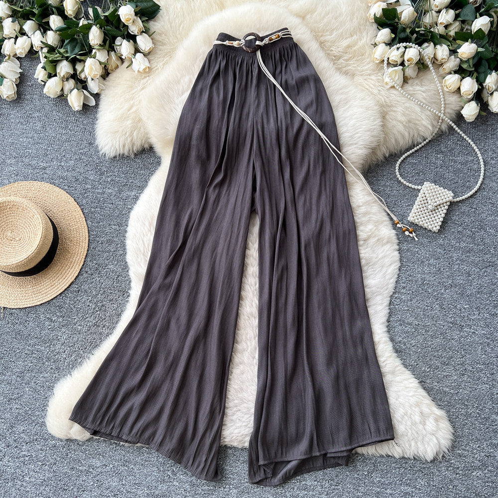 K-stylecasualhigh waistelegantloose pants women's work clothing lazy style drapedloose flesh-covering elastic waistcasualpants