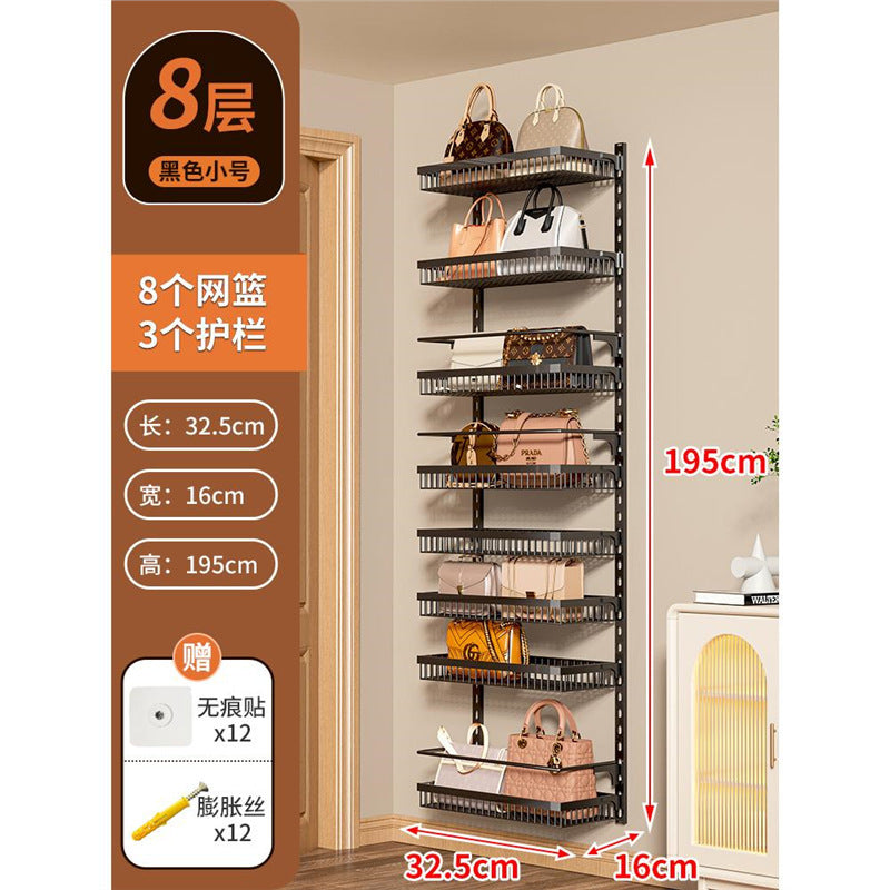 No-drill door back organizer, narrow gap wall-mounted multi-tier shelf, bathroom wall storage rack, toilet cabinet side organizer