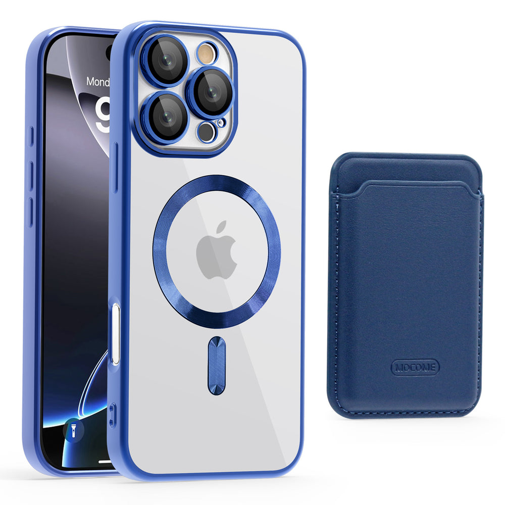 Golden shield cd pattern magnetic case + card holder compatible with iphone 16 phone case apple 15 pro max anti-drop protective cover - cross-border
