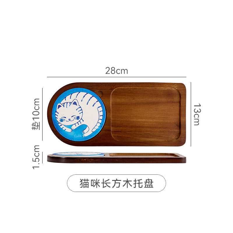 Scandinavianins solid wood creative breakfast tray cute cute cake dessert snack plate stylishclassy tea tray
