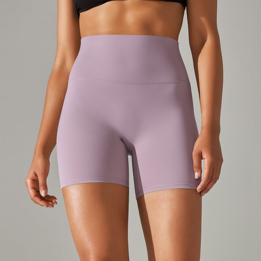 New arrival no awkward line nude high waist yoga pants women's double-sided brushed peach butt tight sports three-quarter pants