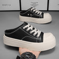 Men's summer slip-on office loafers, closed-toe half-slippers, chunky sole men's casual leather sneakers