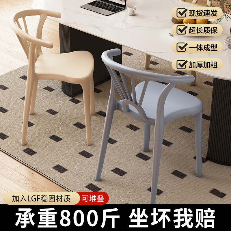 Scandinavian dining table and chairs modern casualthickened stool plastic chair dining chair for home backrest desk chair stackable stool