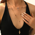Long cross necklace wholesale fashion cross-border multi-layered pendant light luxury high-end diamond-encrusted clavicle chain for women