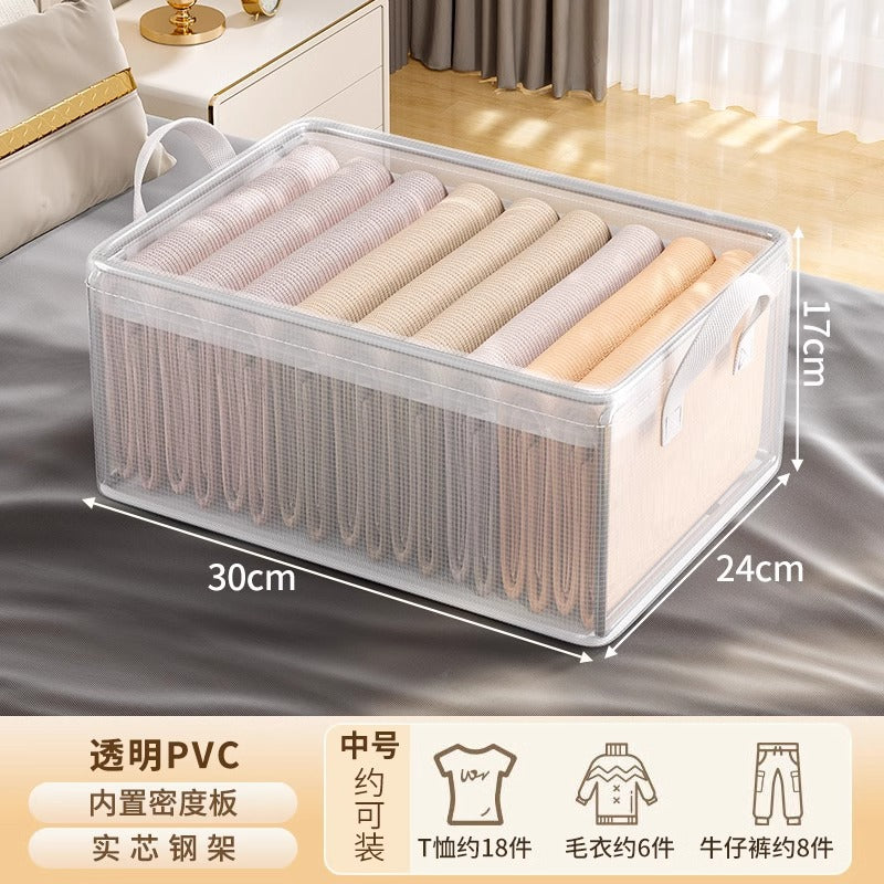 Customized storage box Transparent PVC wardrobe drawer storage sorting Layered storage Household clothes pants storage box
