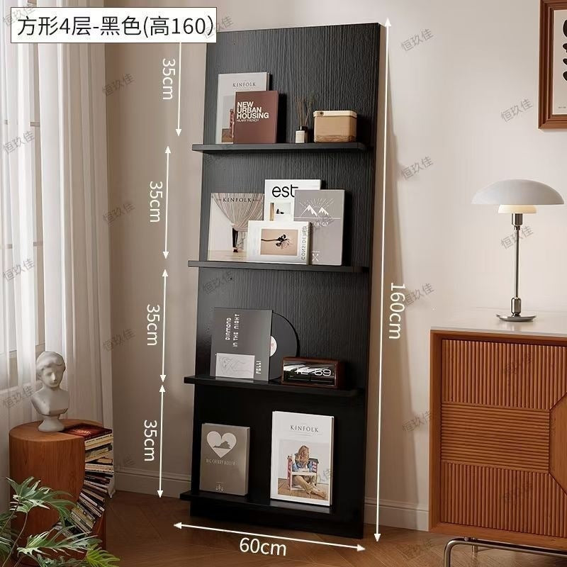 Magazine rack floor-standing storage rack wall-mounted book rack newspaper rack environmental-friendly multi-layer bookshelf medieval style reading bookshelf wood