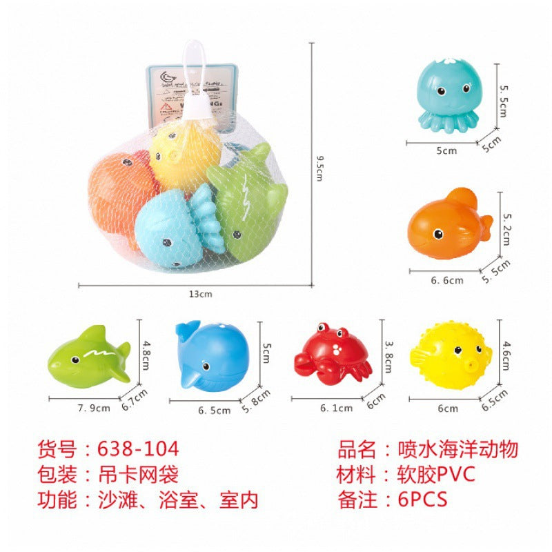 Cross-border  export soft glue water spray dinosaur unicorn marine animal children's bathroom pairing water toy