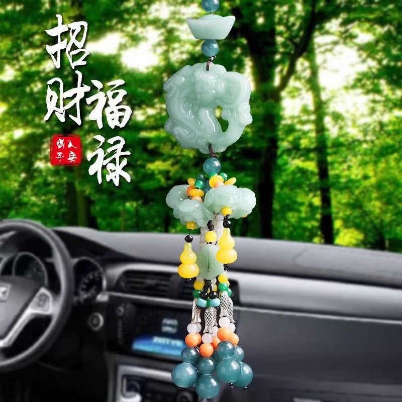 Car pendant car rearview mirror lotus entry and exit safe pendant car interior decoration supplies collection nafu hanging ornaments