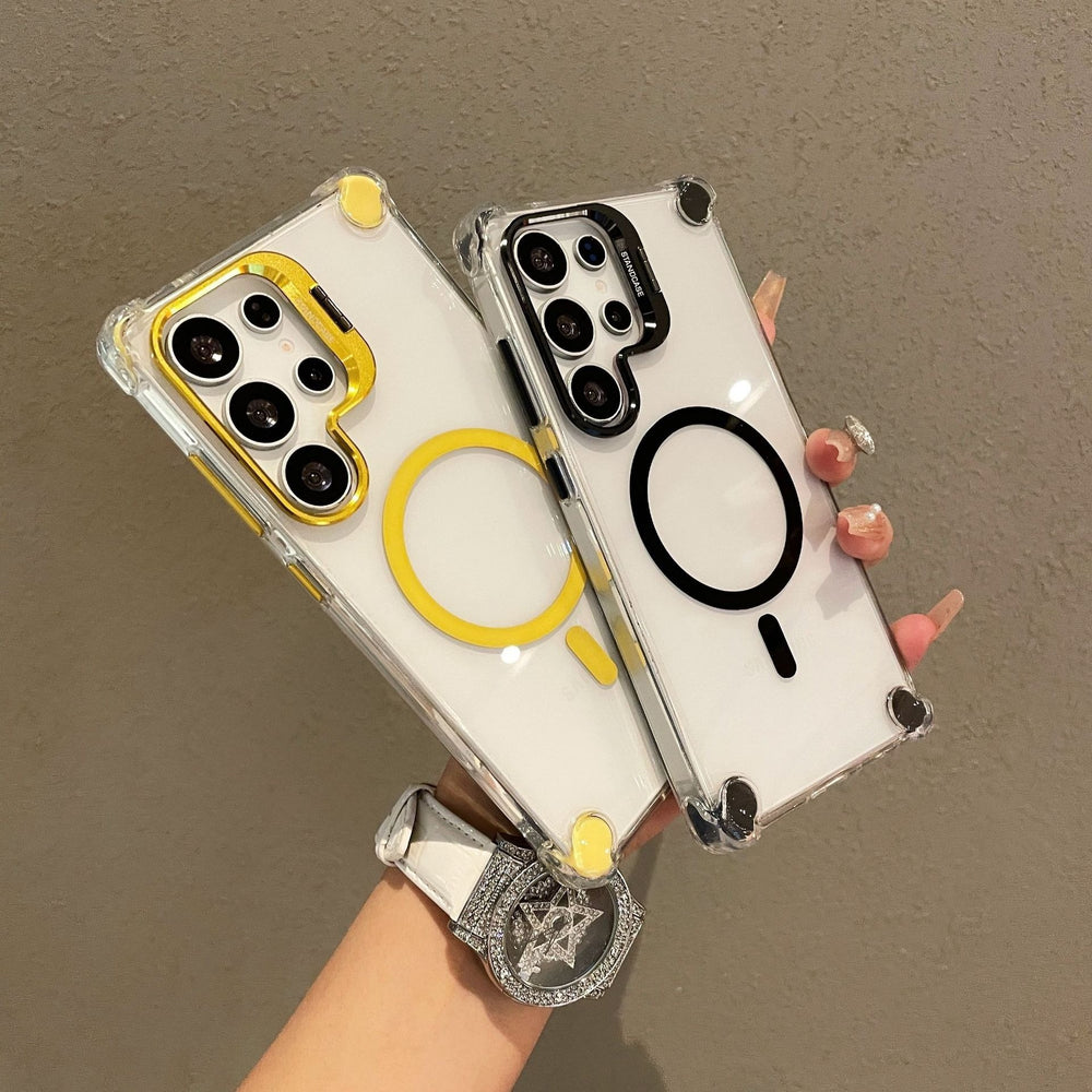Acrylic magnetic lens protection phone case for samsung s26 ultra, featuring four-corner airbag shock absorption, compatible with s24/s25 ultra