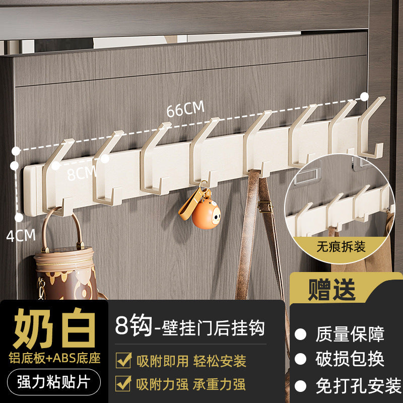 Hook-free punch-free wall-mounted bathroom coat rack, toilet bathroom door rear row hook, cross-border