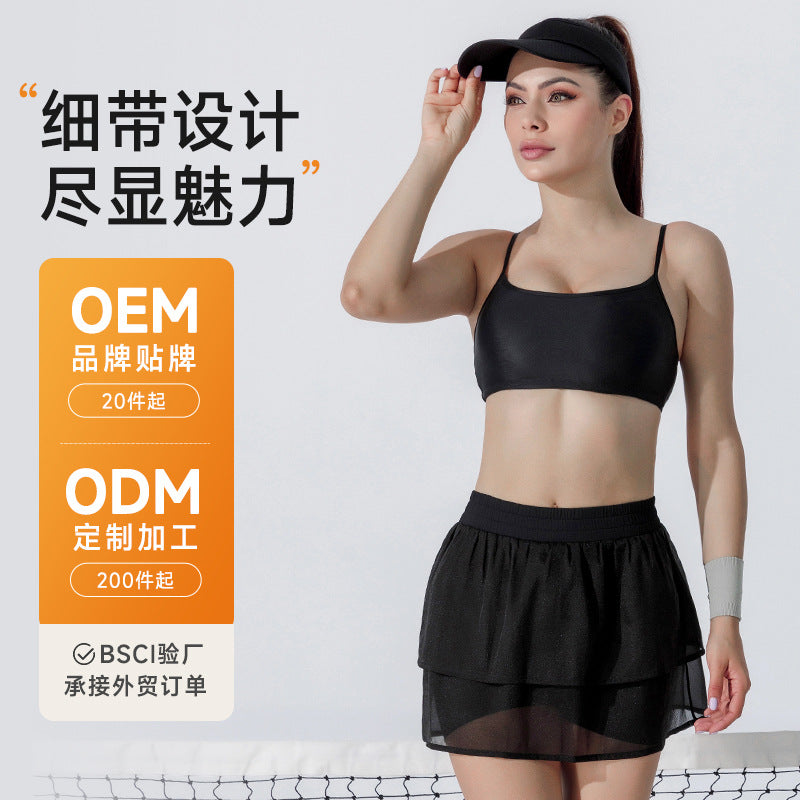 Sling sports table tennis skirt odm slimming look outdoor sportswear fitness running tennis suit women's yoga