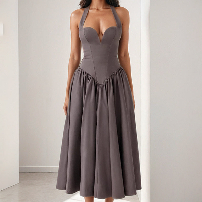 summer new women's clothing:  cross-border fashion - european & american style, sexy & sweet halter neck maxi dress