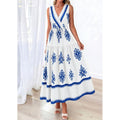 Amazon fashion v neck sleeveless suspender skirt women's  summer bohemia style beach vacation skirt