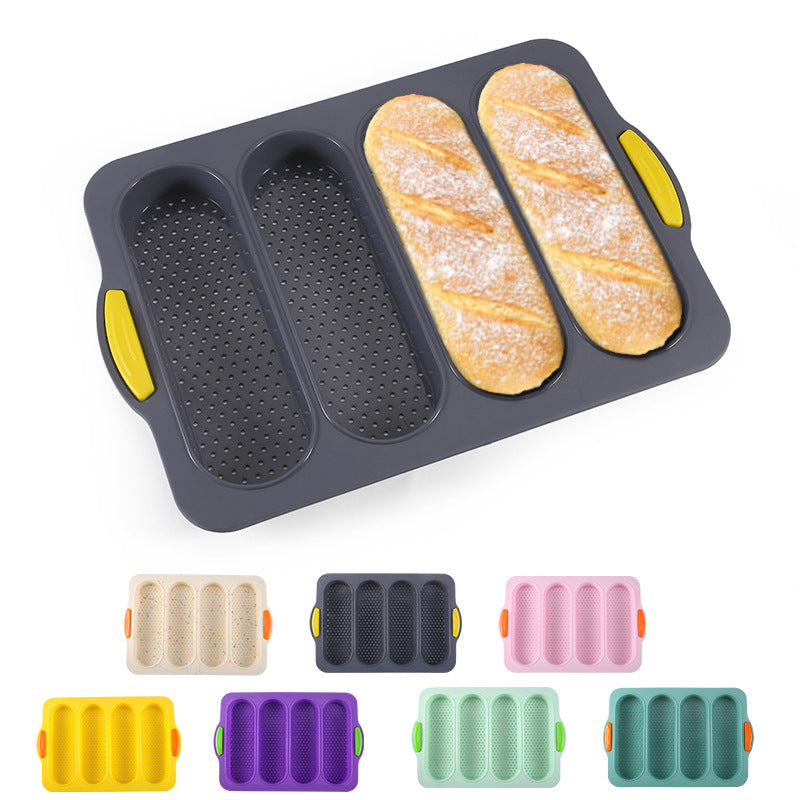 Custom silicone baking mold - baguette mold, 4-cavity non-stick baking pan, bread oven cake mold - wholesale