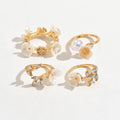 European and american cross-border baroque irregular imitation pearl ring set - vintage french style asymmetrical open knuckle jewelry
