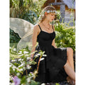 Amazon fashionruffles suspender dress for women summerretro silmslimming look chiffon skirt
