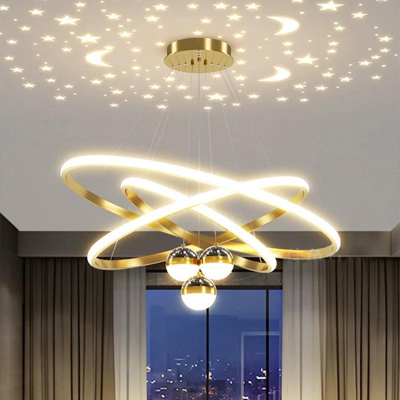 Zhongshan living room chandelier Nordic light luxury creative gypsy chandelier modern simple starry sky projection restaurant chandelier