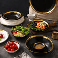 Retro special-shaped ceramic western food steak plate electroplated gold accessible luxury style western food salad bowl mug high-looking plate