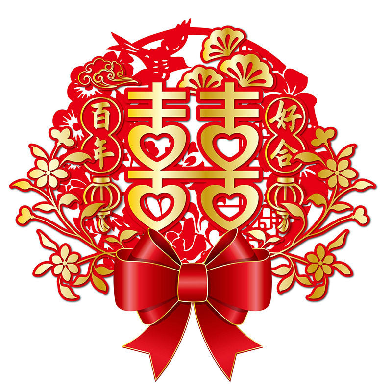 Double-sided bronzing wedding glass door window grilles electrostatic sticker arrangement decorative wedding car window glass window no glue sticker