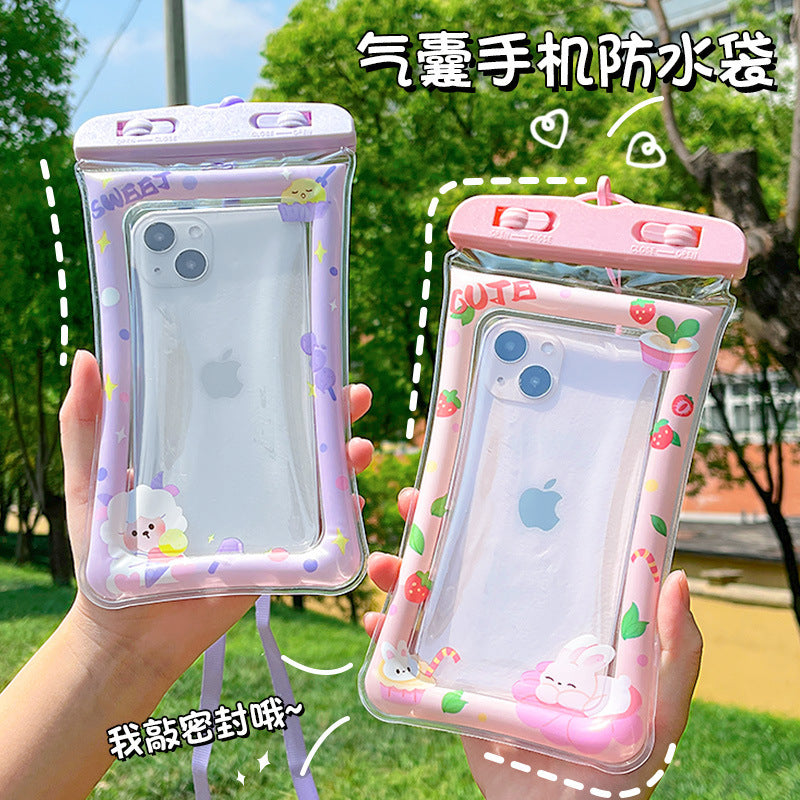 Airbag phone waterproof case - touchscreen compatible for swimming, floating, water parks, water fights, diving - waterproof phone pouch