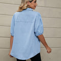 european and american women's apparel cross-border trade: new elasticated princess sleeve denim shirt casual top for  and