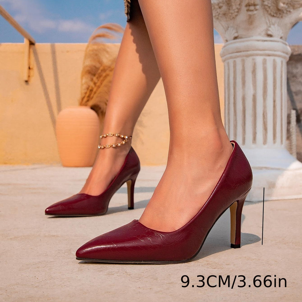 Huizhou women's high heels wine red stiletto slip-on high heels fashion party pointed toe casual high heels