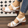 European and american style chunky heel sandals for women, 2026 summer new arrivals, plus size one-strap buckle high heels, casual women's sandals
