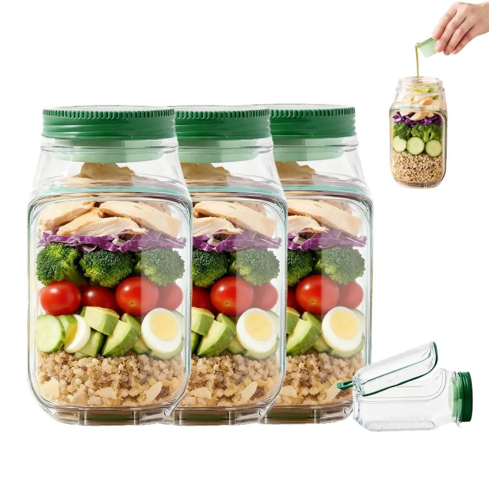 Ounce salad mason jar leak-proof lid microwave dishwasher freezer safe portable lunch box with sauce container