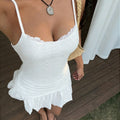 summer new arrival: cross-border women's fashion - european & american style, sweet & sultry camisole mini dress, figure-flattering, hollow-out camisole dress