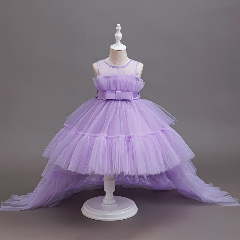 Girls' formal dresses with train length, detachable back length, children's princess dresses, gradient flower girl wedding dresses, cross-border dropshipping